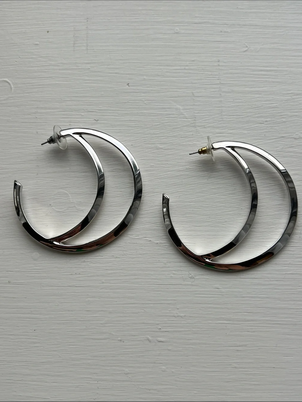 Vince Camuto Polished Silver Crescent Hoop Earrings